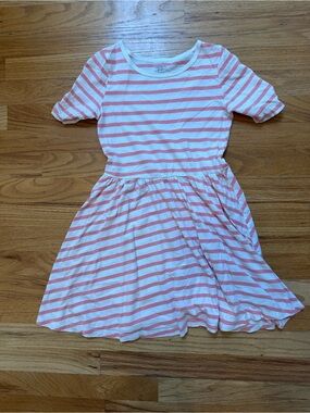 Carters Coral and White Striped Knit Dress